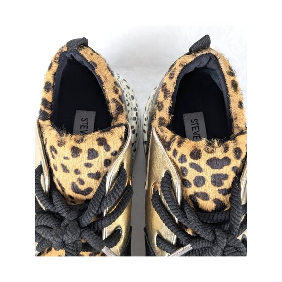 Steve Madden Cliff Wedge Sneakers Animal Print Leather Low Top Lace Up Size 9M - Picture 6 of 7